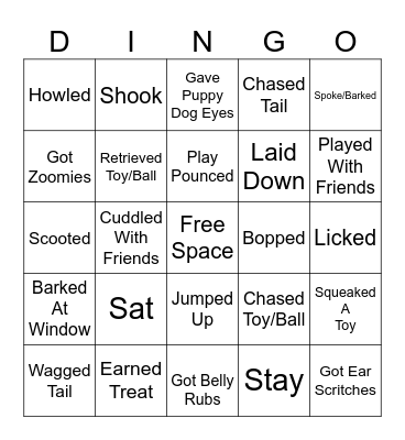 Un/Intentional Dog Bingo Card