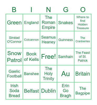 Jam Filled St. Patrick's Day TRIVIA Bingo! Bingo Card