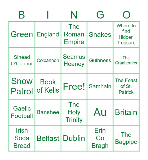 Jam Filled St. Patrick's Day TRIVIA Bingo! Bingo Card