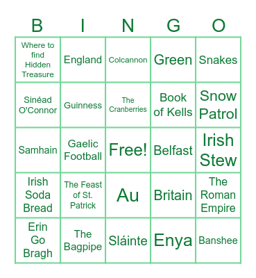 Jam Filled St. Patrick's Day TRIVIA Bingo! Bingo Card