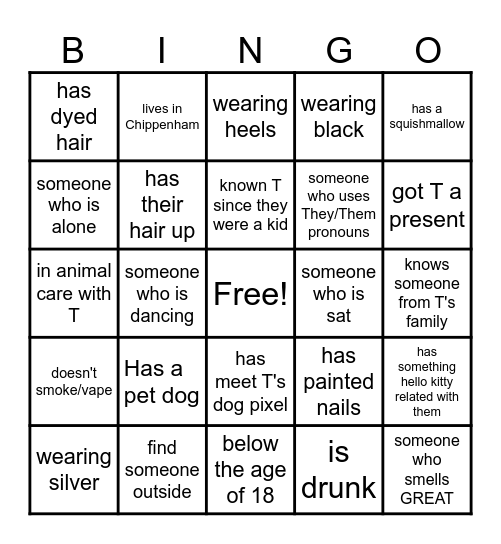 Find The Guest Bingo Card