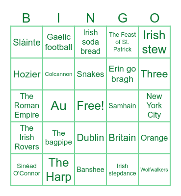 Jam Filled St. Patrick's Day TRIVIA Bingo! Bingo Card