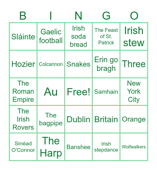 Jam Filled St. Patrick's Day TRIVIA Bingo! Bingo Card