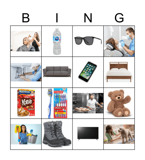 Goods and Services Bingo Card