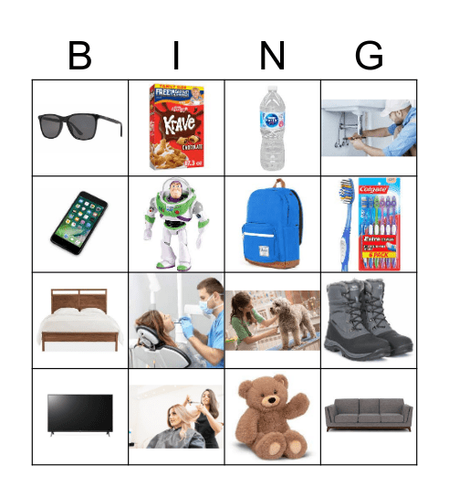 Goods and Services Bingo Card