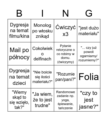 Tombola con i delfini Bingo Card