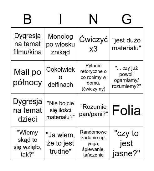 Tombola con i delfini Bingo Card