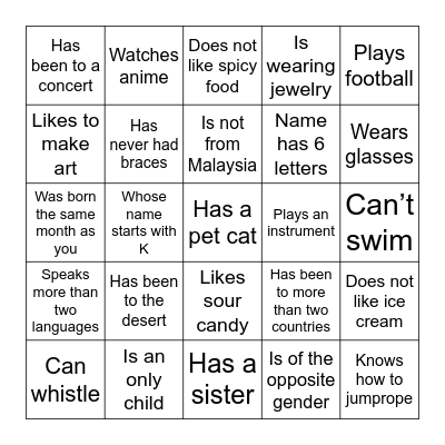 Find someone who...? Bingo Card