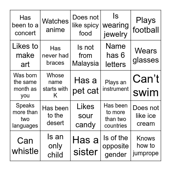 Find someone who...? Bingo Card