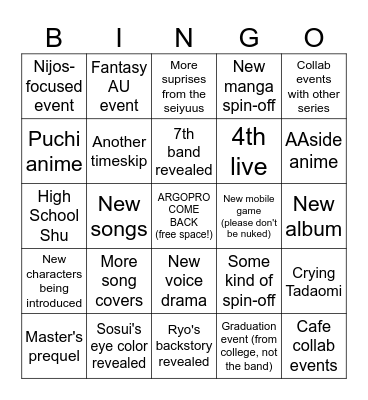 ArgoPro comeback bingo Card