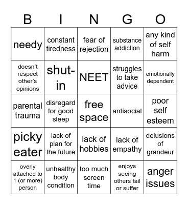 true mentally ill bingo Card