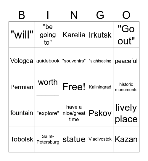 Tourist attractions Bingo Card