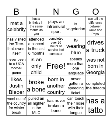 Find someone who... Bingo Card
