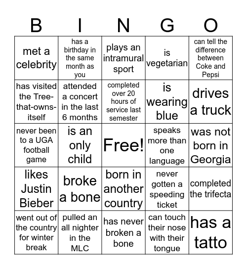 Find someone who... Bingo Card