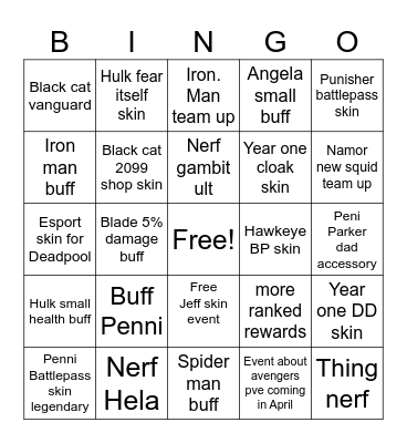 S7 patch notes Bingo Card