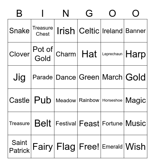 St. Patrick's Day Bingo Card