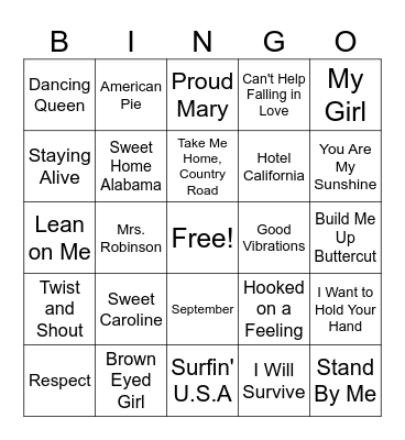 Classic Crowd Favorites - Round 1 Bingo Card