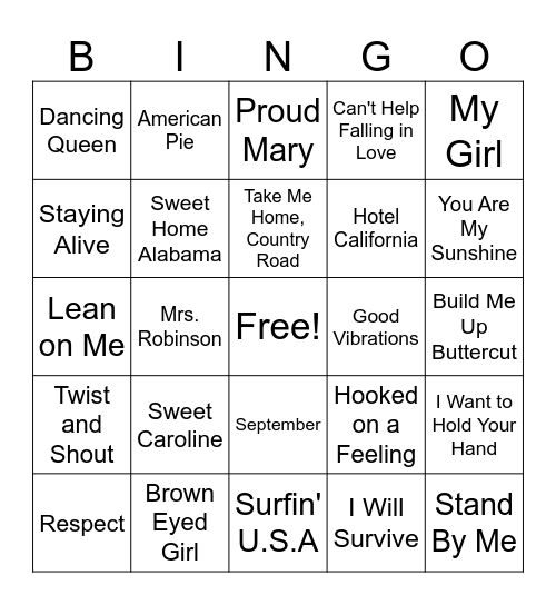 Classic Crowd Favorites - Round 1 Bingo Card
