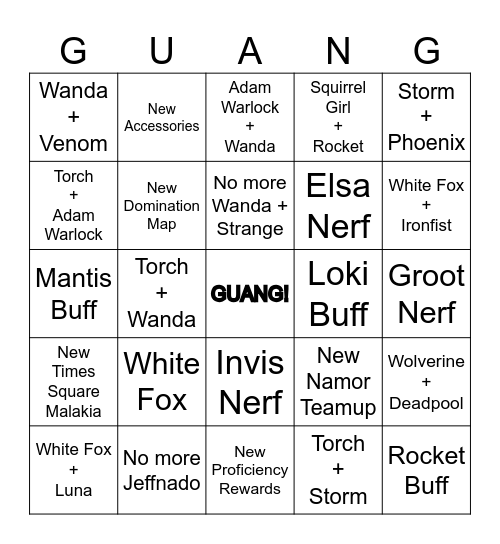 SEASON 7.0 Bingo Card