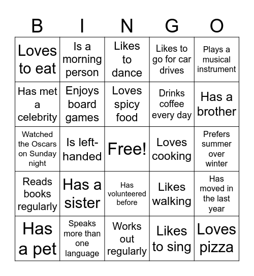 Youth Employment Social Bingo Card