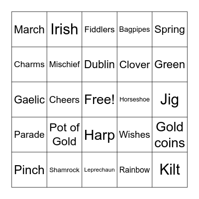 St. Patrick's Day Bingo Card