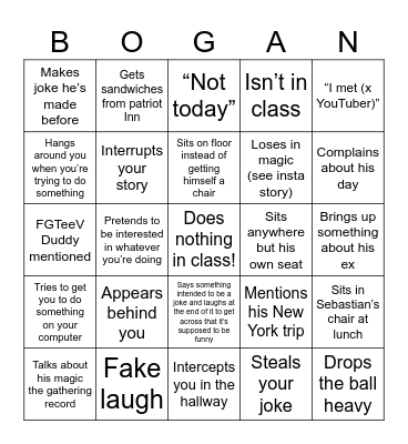 Bogan Baldwell Bingo Card