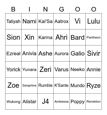 G2 vs TSW Bingo Card