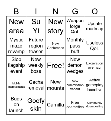 DNA 1.3 Bingo Card