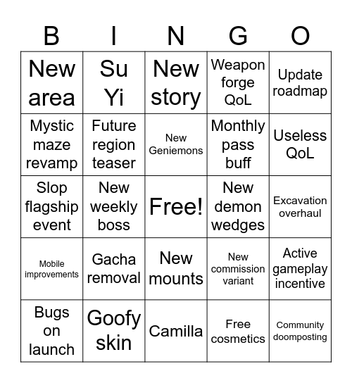 DNA 1.3 Bingo Card
