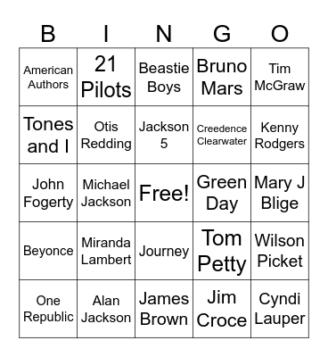 Music Bingo Card