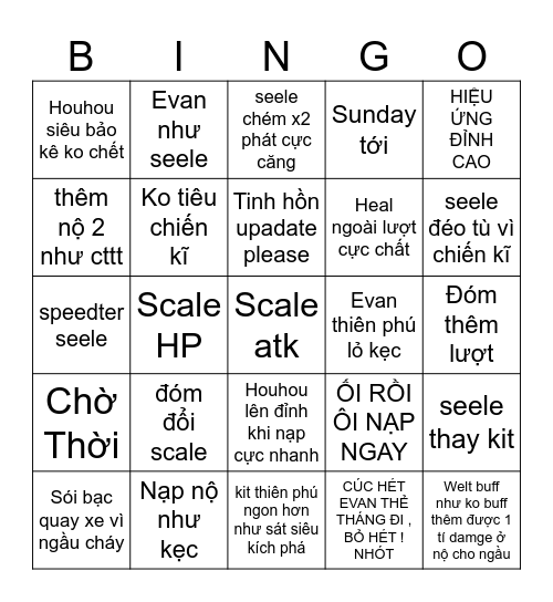 Novaflare guest Bingo Card