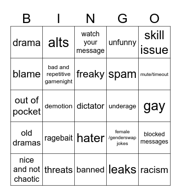 Anti Boredom 2026 Bingo Card