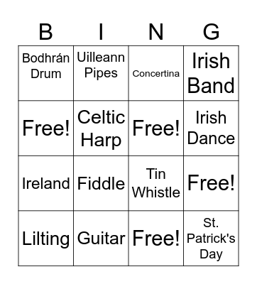 St. Patrick's Day Bingo Card