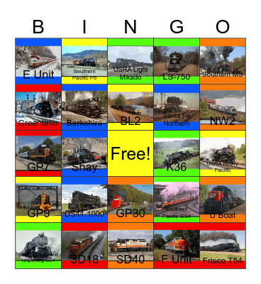Baldwin, Lima, EMD and GE Engines that I would like to design one day Bingo Card