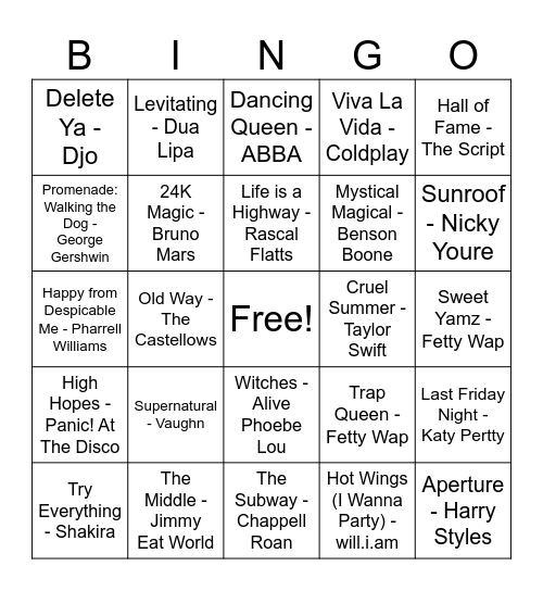 AggieTEACH Music Bingo Card