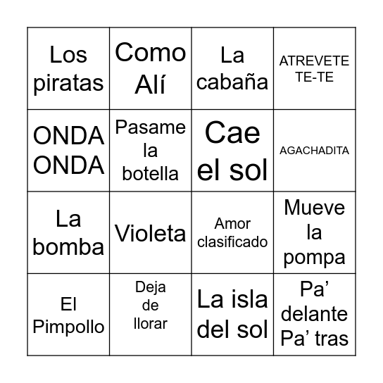 BINGO MUSICAL Bingo Card