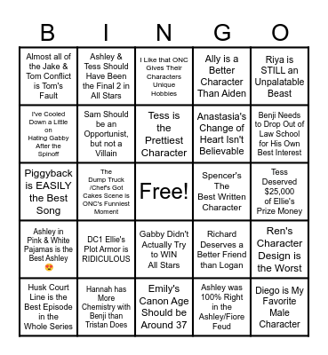 Disventure Camp Bingo Card