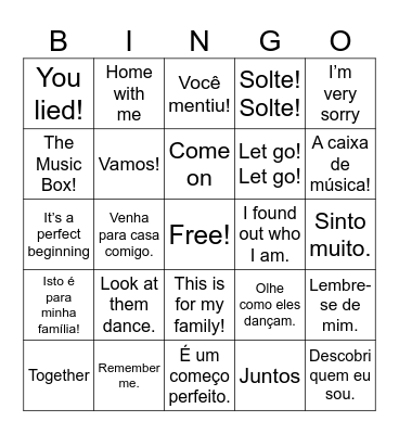 Portuguese Anastasia Bingo Card
