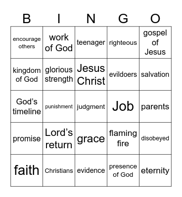 Pastor Bingo Card