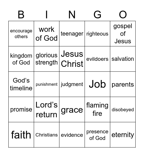 Pastor Bingo Card