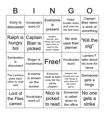 Chapter 12 Bingo Card