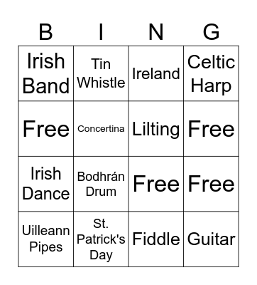 St. Patrick's Day Bingo Card