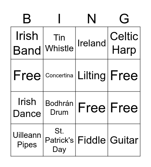 St. Patrick's Day Bingo Card