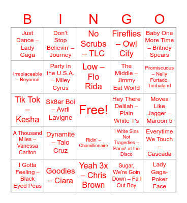 Round 1: Easy Crowd Pleasers Bingo Card