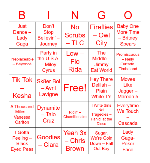 Round 1: Easy Crowd Pleasers Bingo Card