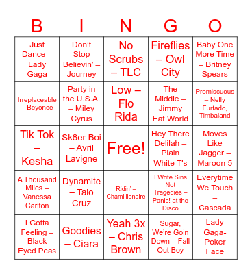 Round 1: Easy Crowd Pleasers Bingo Card