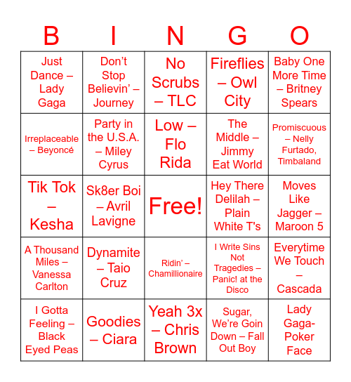 Round 1: Easy Crowd Pleasers Bingo Card