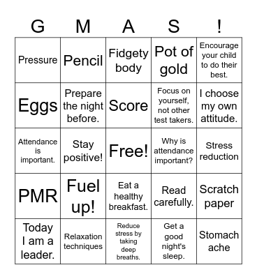 Georgia Milestones Bingo Card