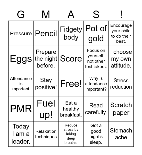Georgia Milestones Bingo Card