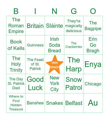 Jam Filled St. Patrick's Day TRIVIA Bingo! Bingo Card